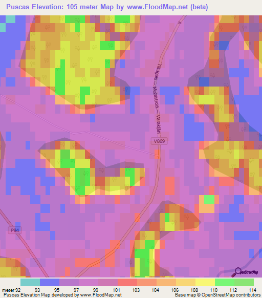 Puscas,Latvia Elevation Map