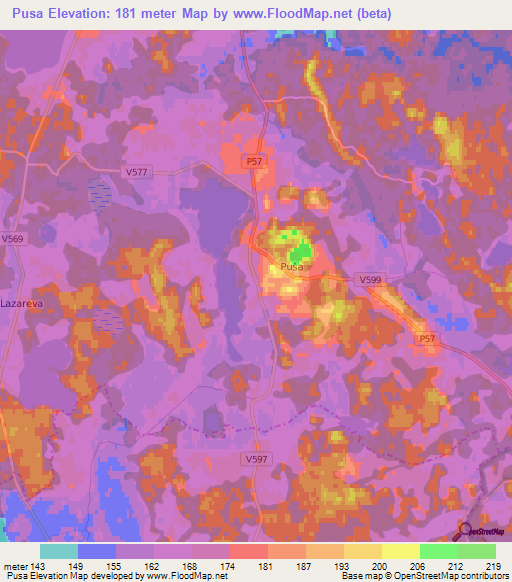 Pusa,Latvia Elevation Map