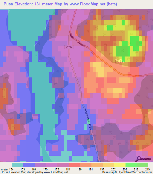 Pusa,Latvia Elevation Map