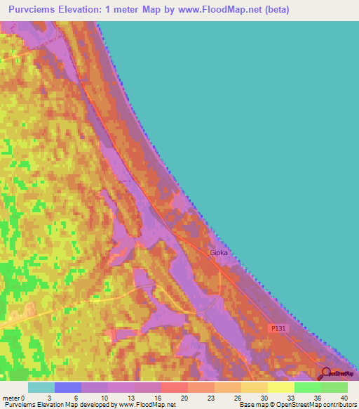 Purvciems,Latvia Elevation Map