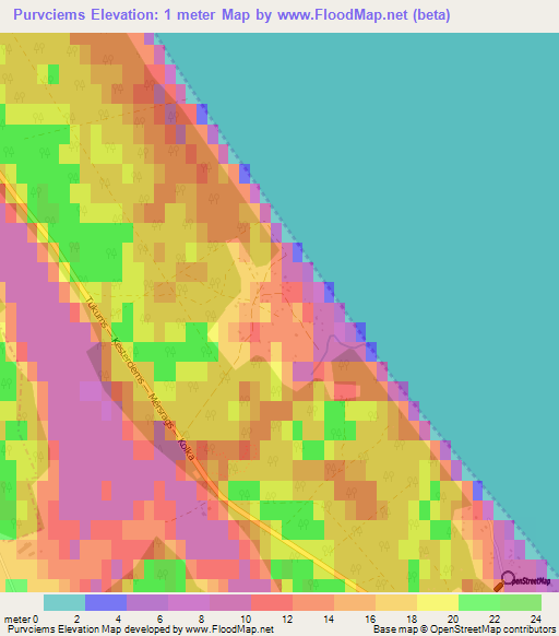 Purvciems,Latvia Elevation Map