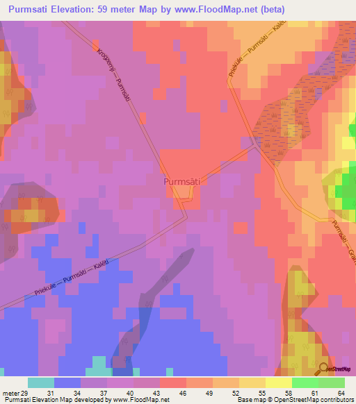 Purmsati,Latvia Elevation Map