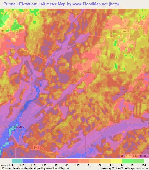 Purmali,Latvia Elevation Map