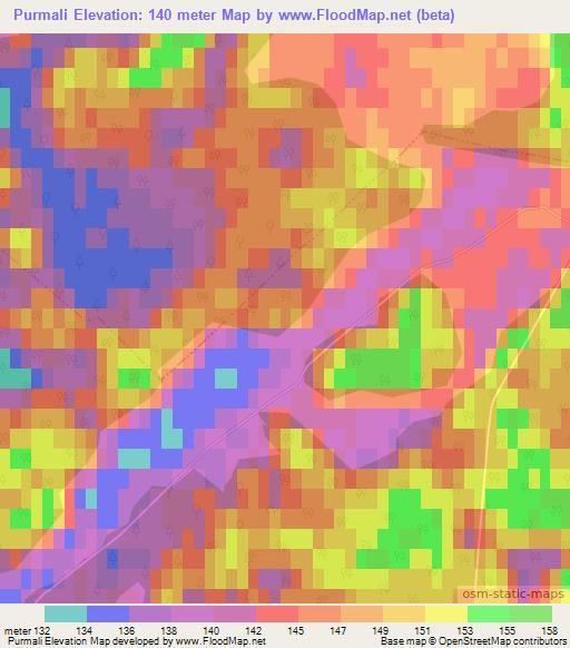 Purmali,Latvia Elevation Map