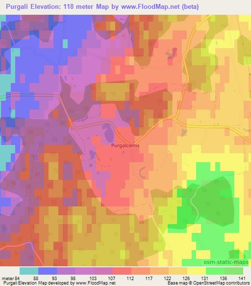 Purgali,Latvia Elevation Map