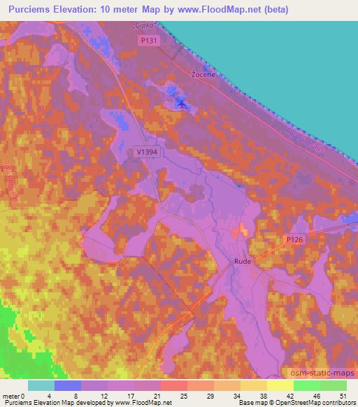 Purciems,Latvia Elevation Map