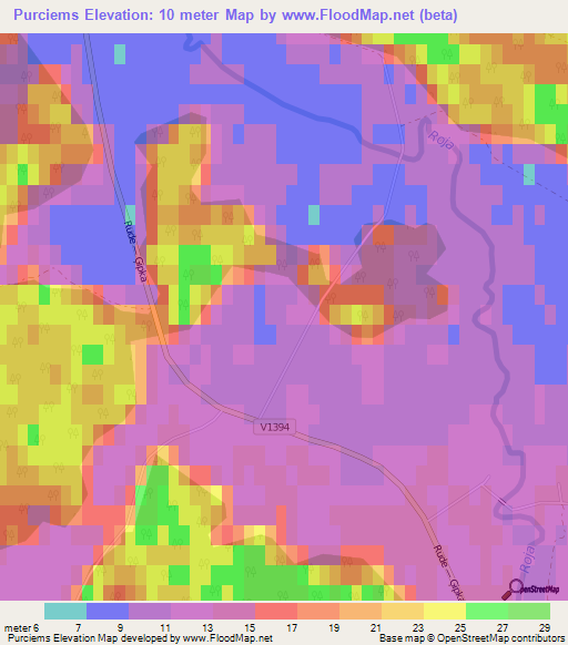 Purciems,Latvia Elevation Map