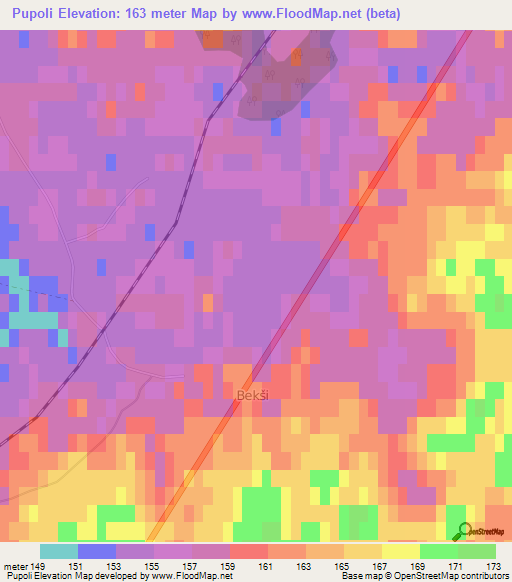 Pupoli,Latvia Elevation Map