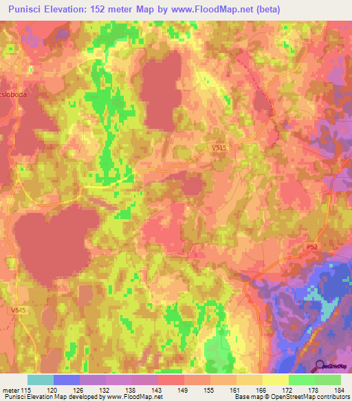 Punisci,Latvia Elevation Map