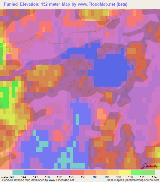 Punisci,Latvia Elevation Map