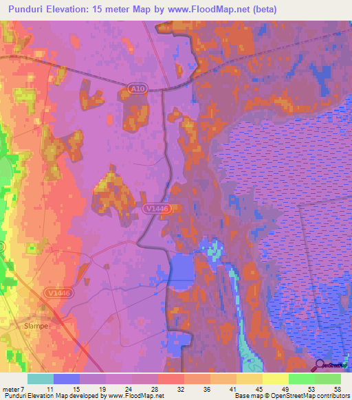 Punduri,Latvia Elevation Map
