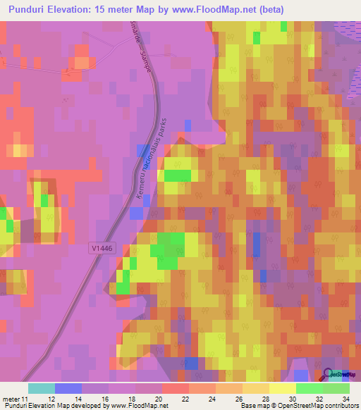 Punduri,Latvia Elevation Map