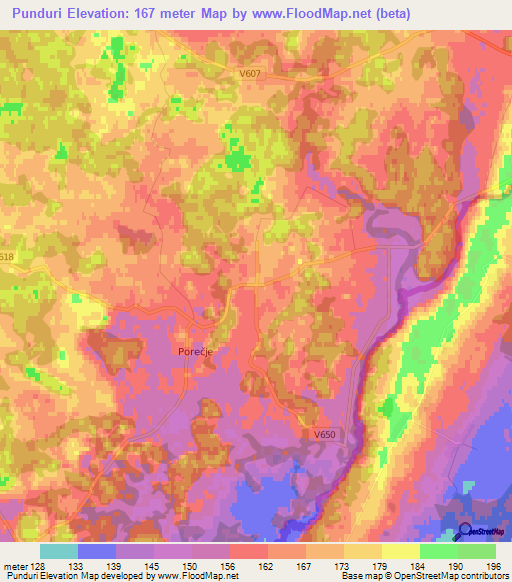 Punduri,Latvia Elevation Map