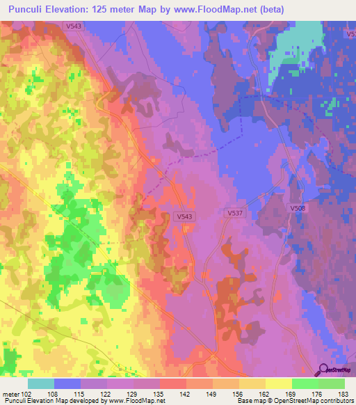 Punculi,Latvia Elevation Map