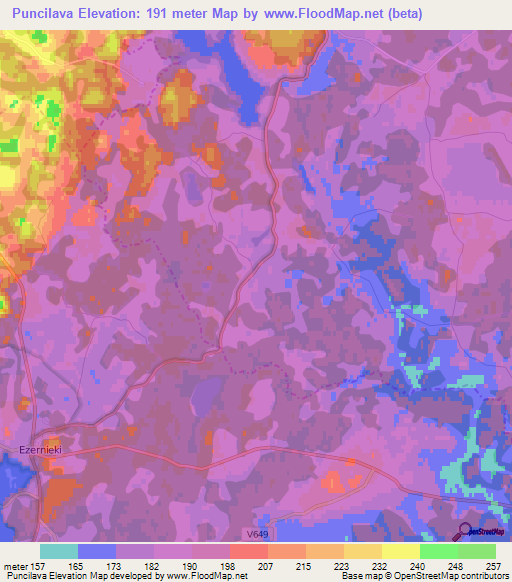 Puncilava,Latvia Elevation Map