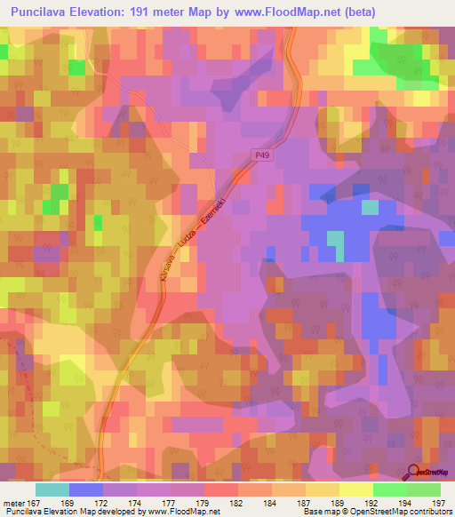 Puncilava,Latvia Elevation Map