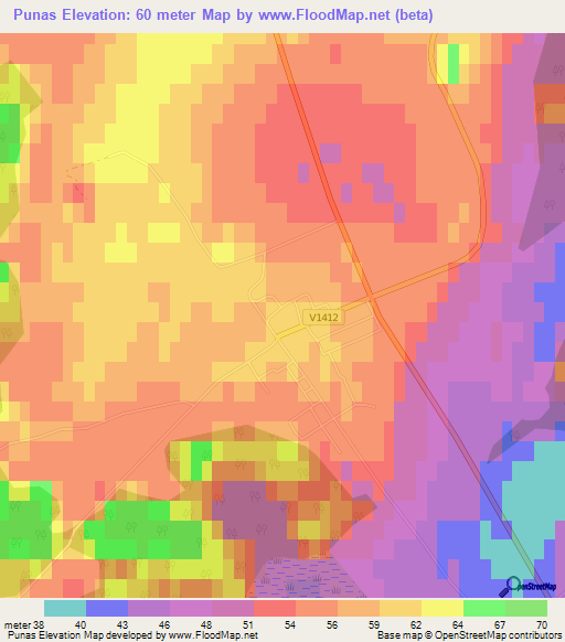 Punas,Latvia Elevation Map