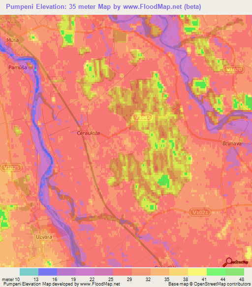 Pumpeni,Latvia Elevation Map