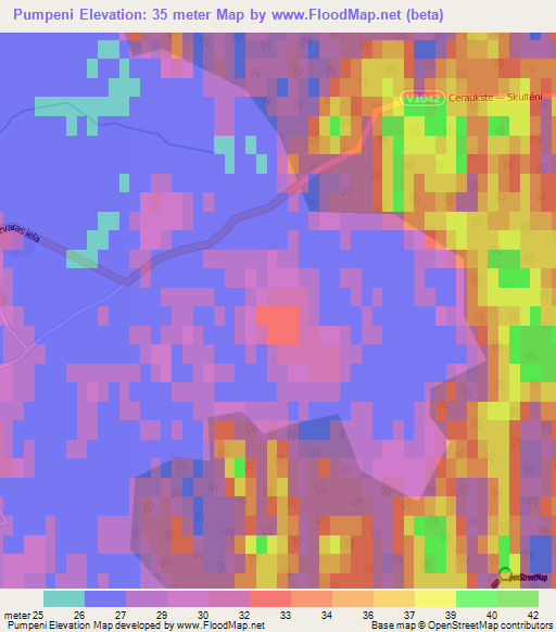 Pumpeni,Latvia Elevation Map