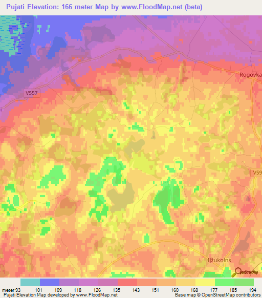 Pujati,Latvia Elevation Map