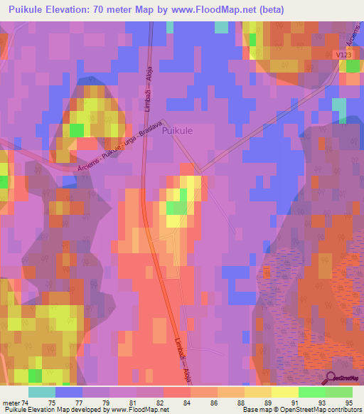 Puikule,Latvia Elevation Map