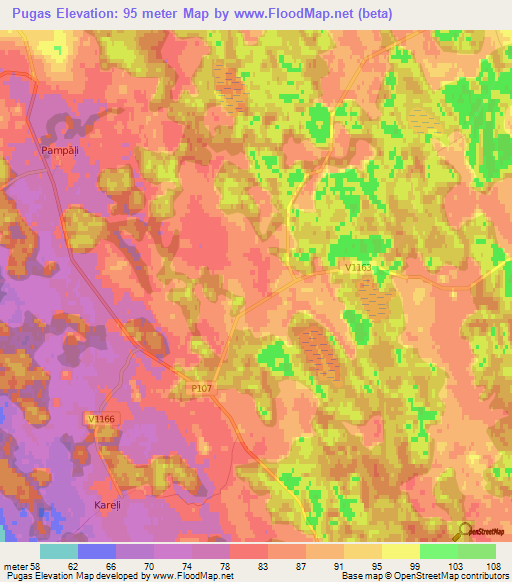 Pugas,Latvia Elevation Map