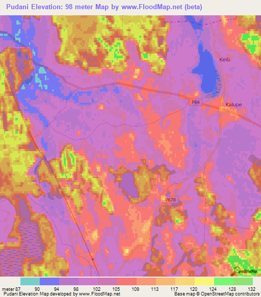 Pudani,Latvia Elevation Map