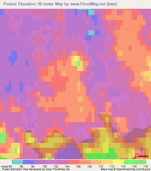 Pudani,Latvia Elevation Map