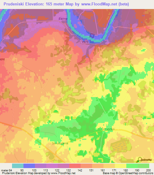 Prudeniski,Latvia Elevation Map