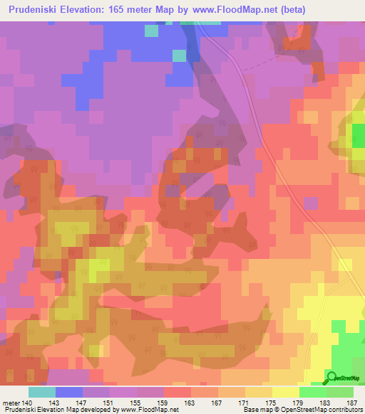 Prudeniski,Latvia Elevation Map