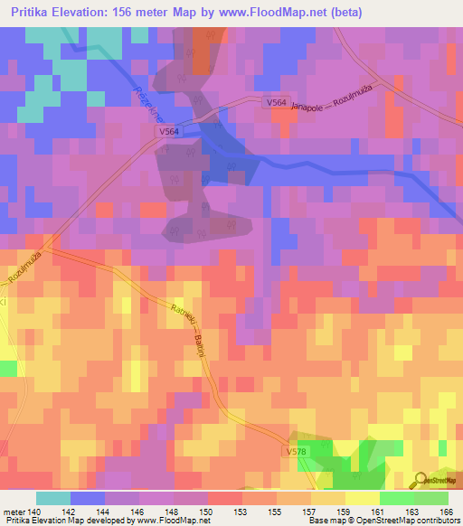 Pritika,Latvia Elevation Map