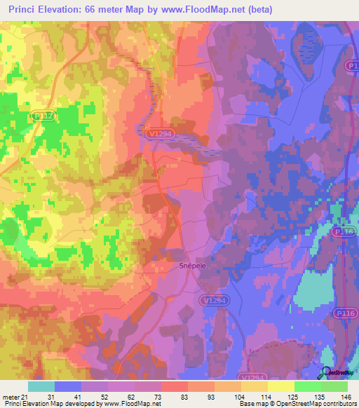 Princi,Latvia Elevation Map