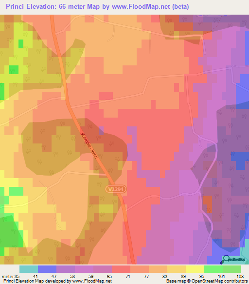 Princi,Latvia Elevation Map