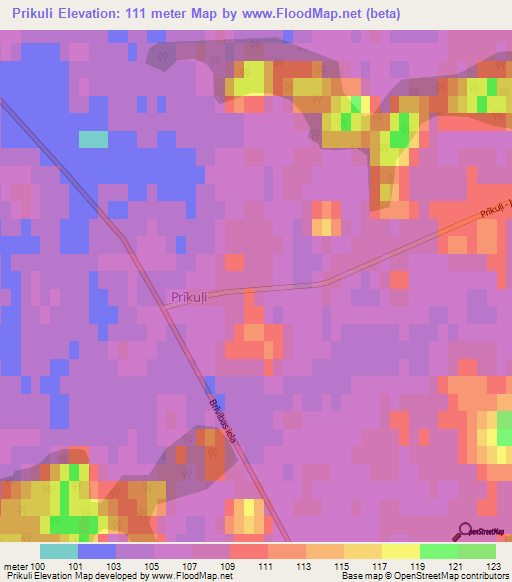 Prikuli,Latvia Elevation Map