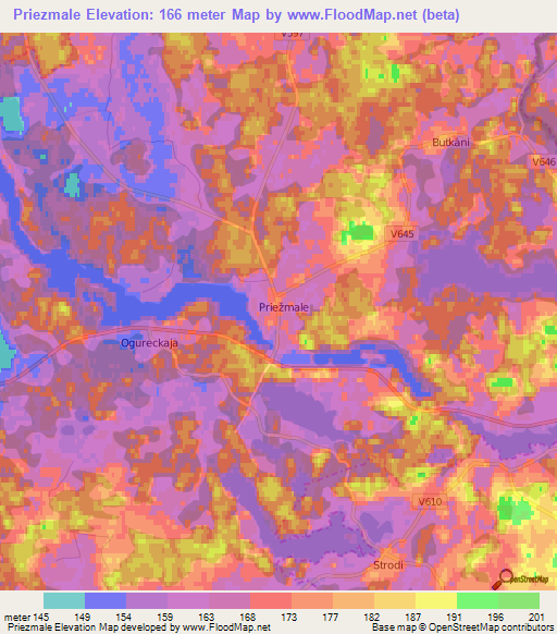 Priezmale,Latvia Elevation Map