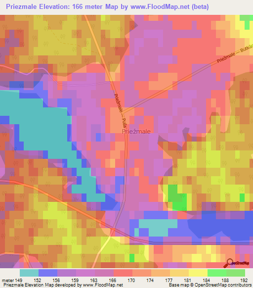 Priezmale,Latvia Elevation Map