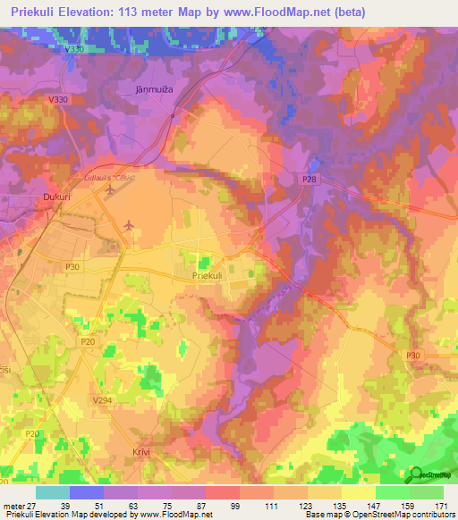 Priekuli,Latvia Elevation Map