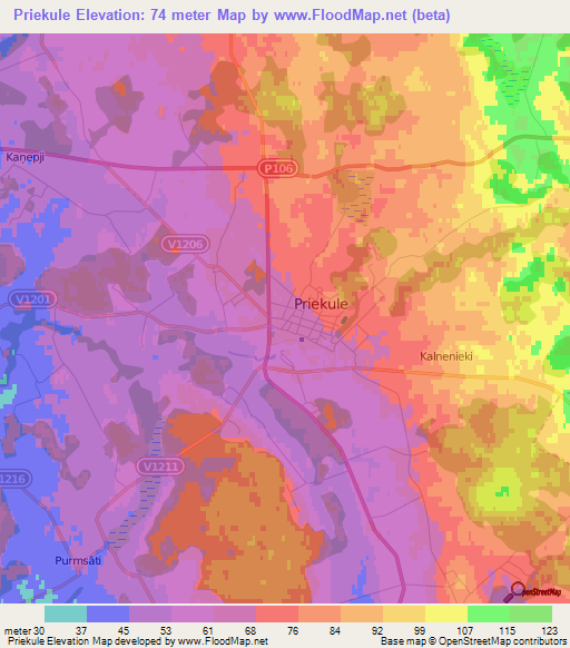Priekule,Latvia Elevation Map