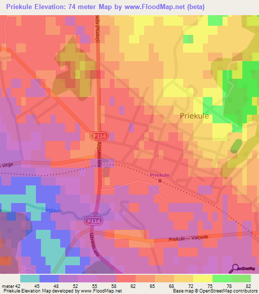 Priekule,Latvia Elevation Map