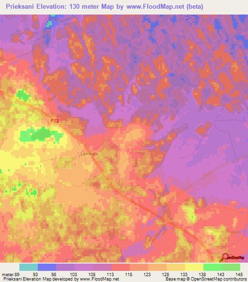 Prieksani,Latvia Elevation Map