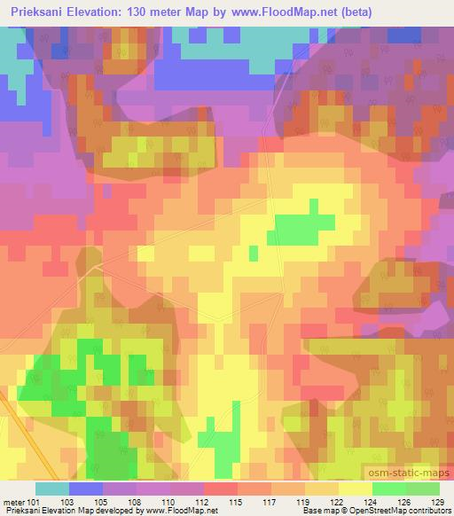 Prieksani,Latvia Elevation Map