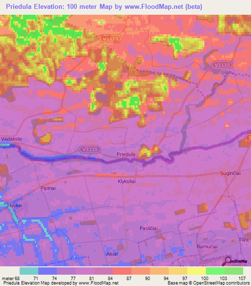 Priedula,Latvia Elevation Map