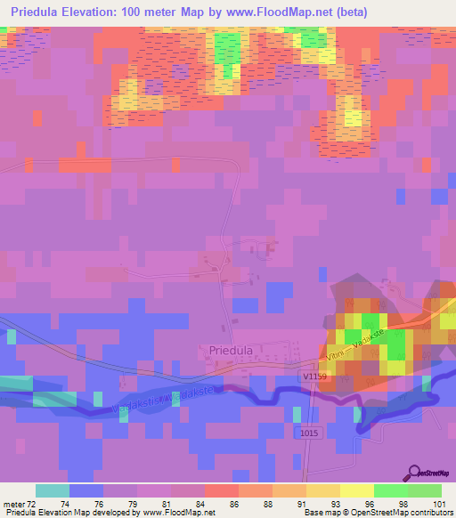 Priedula,Latvia Elevation Map