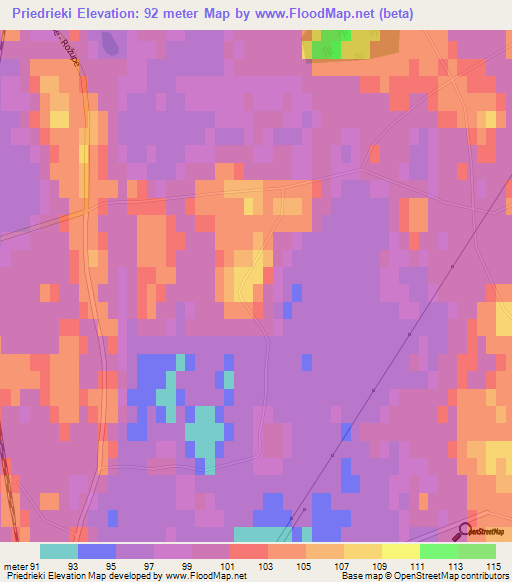 Priedrieki,Latvia Elevation Map