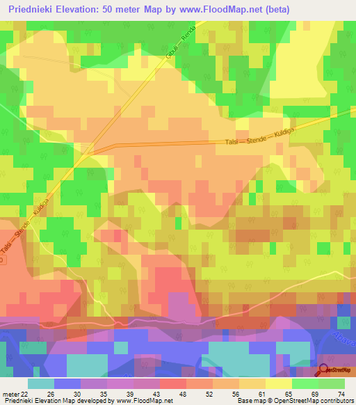 Priednieki,Latvia Elevation Map