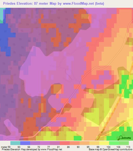 Priedes,Latvia Elevation Map