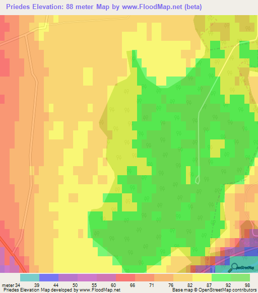 Priedes,Latvia Elevation Map