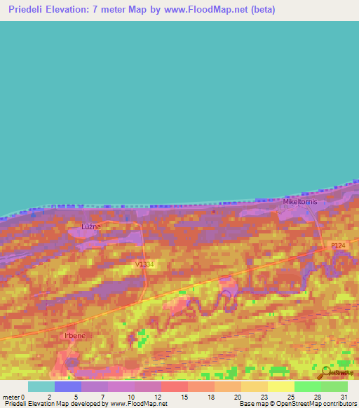 Priedeli,Latvia Elevation Map