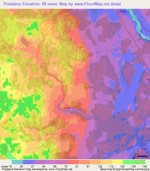 Priedaine,Latvia Elevation Map