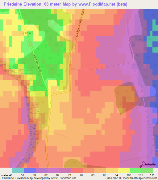 Priedaine,Latvia Elevation Map